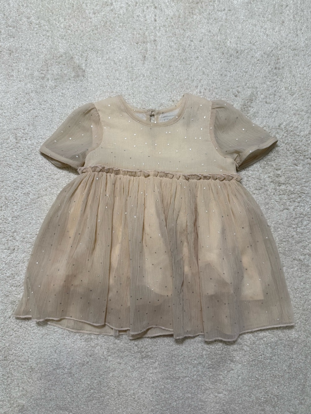 Stella McCartney Kids Sparkle Tulle Dress in Light Beige Girls Baby 6 Months
